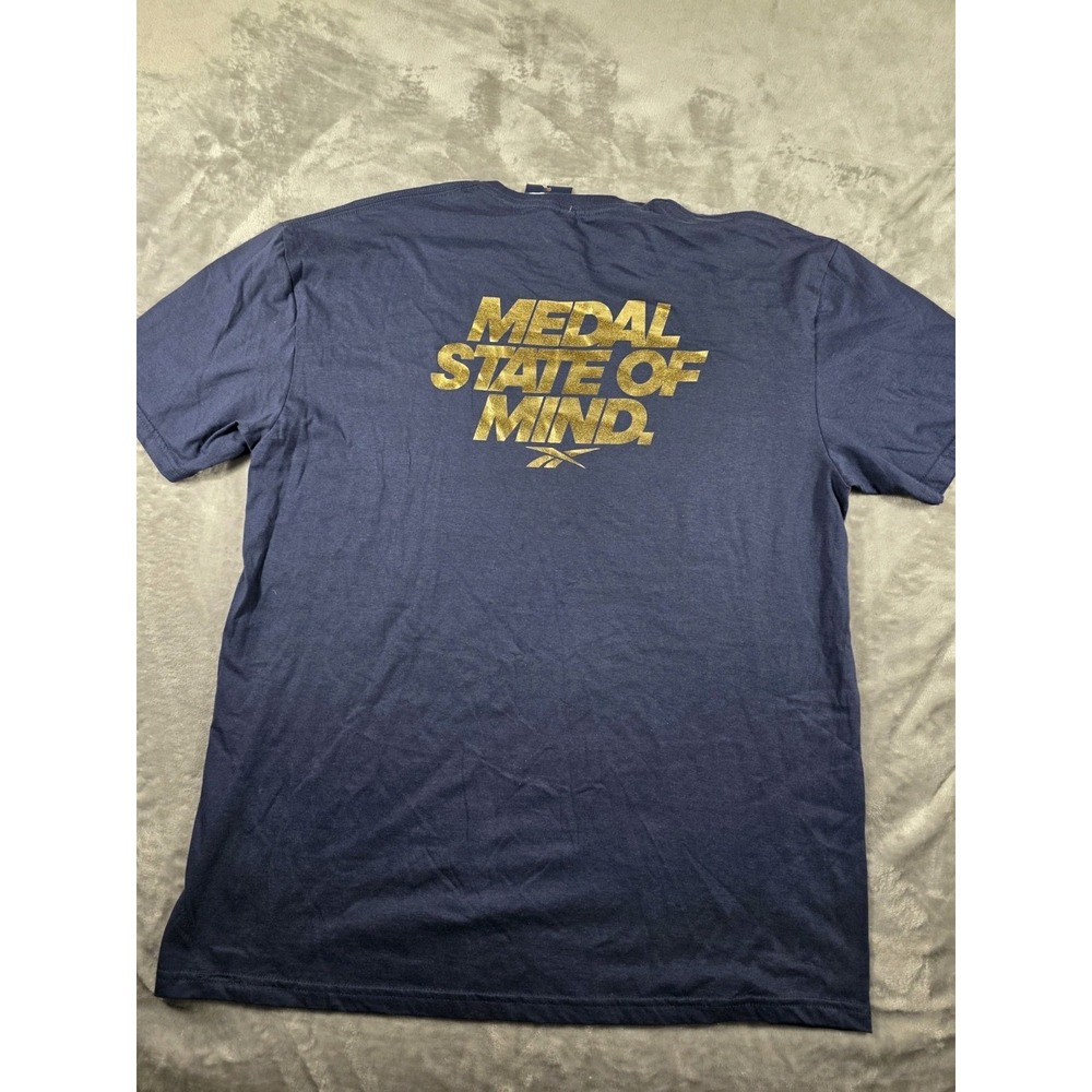 Reebok TEAM USA Men's Large Medal‎ State of Mind T-Shirt Navy Blue NEW